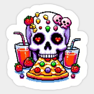 Pizza and Skull Sticker